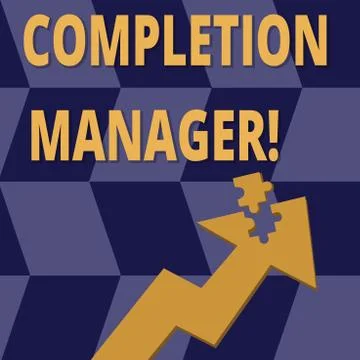 Handwriting text Completion Manager. Concept meaning oversees all aspects of Stock Illustration