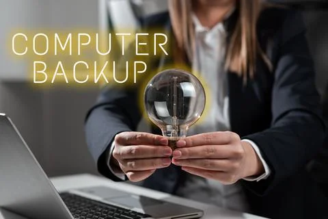Handwriting text Computer Backup. Concept meaning the act of copying of files Stock Photos
