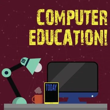 Handwriting text Computer Education. Concept meaning gaining basic knowledge and Stock Illustration