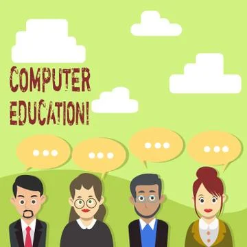 Handwriting text Computer Education. Concept meaning gaining basic knowledge and Stock Illustration