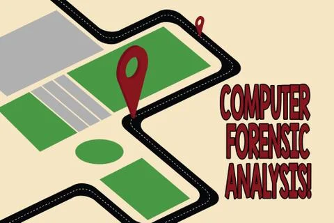 Handwriting text Computer Forensic Analysis. Concept meaning evidence found in Stock Illustration