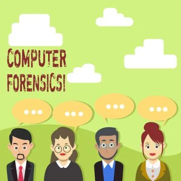 Handwriting text Computer Forensics. Concept meaning the investigative analysis Stock Illustration