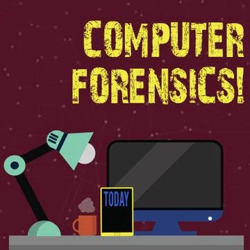 Handwriting text Computer Forensics. Concept meaning the investigative analysis Stock Illustration