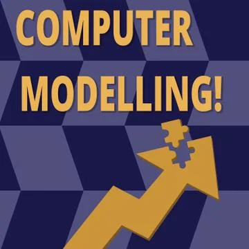 Handwriting text Computer Modelling. Concept meaning using a computer to make a Stock Illustration