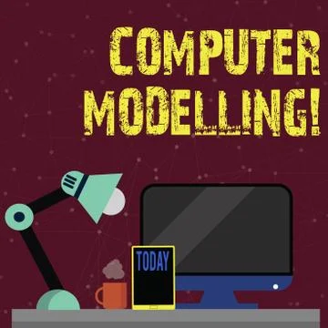 Handwriting text Computer Modelling. Concept meaning using a computer to make a Illustrazione stock