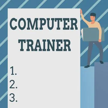 Handwriting text Computer Trainer. Internet Concept instruct and help users Illustrazione stock