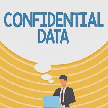 Handwriting text Confidential Data. Word Written on information that is not Stock Illustration