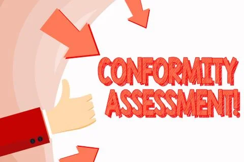 Handwriting text Conformity Assessment. Concept meaning Evaluation verification Ilustração Stock