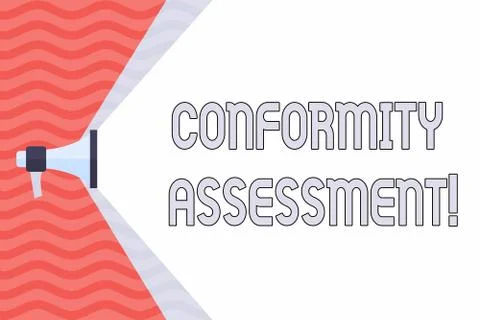 Handwriting text Conformity Assessment. Concept meaning Evaluation verification Ilustração Stock