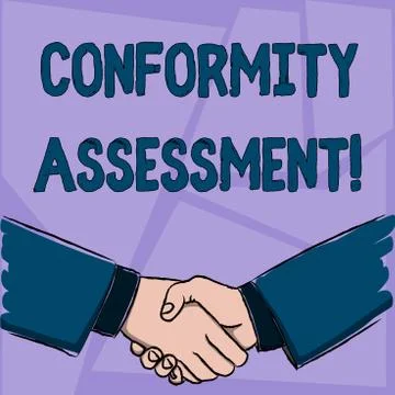 Handwriting text Conformity Assessment. Concept meaning Evaluation verification Ilustração Stock