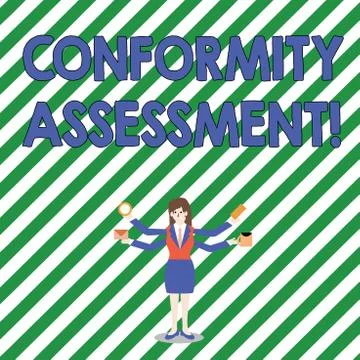 Handwriting text Conformity Assessment. Concept meaning Evaluation verification Ilustração Stock