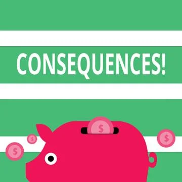 Handwriting text Consequences. Concept meaning Result Outcome Output Upshot Stock Illustration