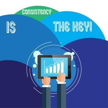 Handwriting text Consistency Is The Key. Concept meaning by Breaking Bad Habits 스톡 일러스트