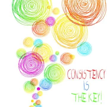 Handwriting text Consistency Is The Key. Concept meaning by Breaking Bad Habits イラスト素材