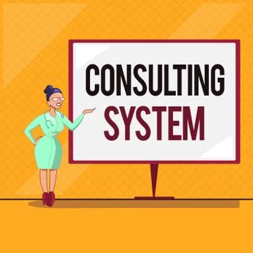 Handwriting text Consulting System. Concept meaning Helping firms improve Stock Illustration