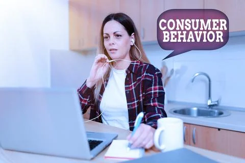 Handwriting text Consumer Behavior. Word Written on study of how individual Stock Photos