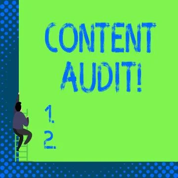 Handwriting text Content Audit. Concept meaning process of evaluating content 스톡 일러스트