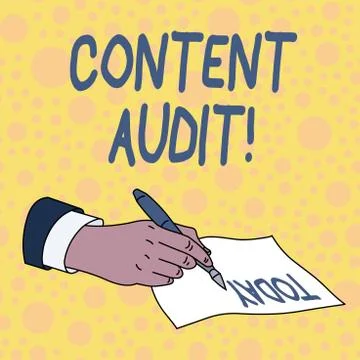 Handwriting text Content Audit. Concept meaning process of evaluating content 스톡 일러스트