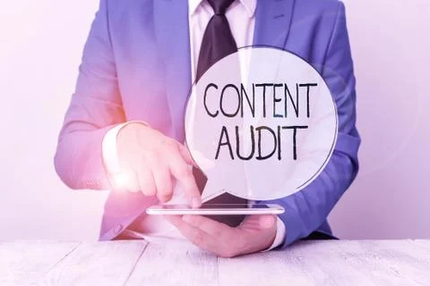 Handwriting text Content Audit. Concept meaning process of evaluating content Stock Photos