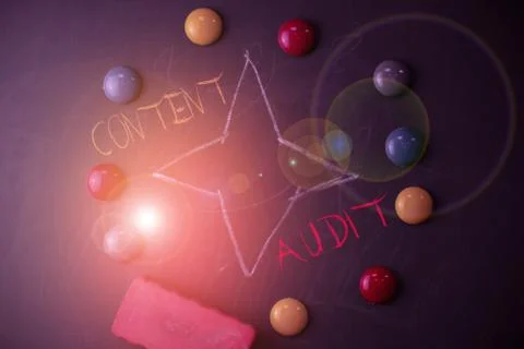 Handwriting text Content Audit. Concept meaning process of evaluating content 스톡 사진