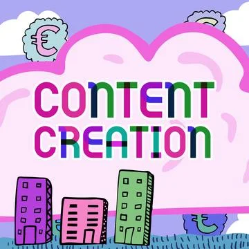 Handwriting text Content Creation. Word for contribution of information to any Stock Illustration