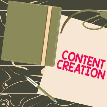 Handwriting text Content Creation. Word for contribution of information to any Stock Illustration