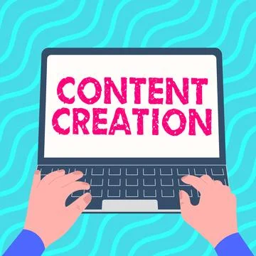 Handwriting text Content Creation. Word for contribution of information to any Illustrazione stock