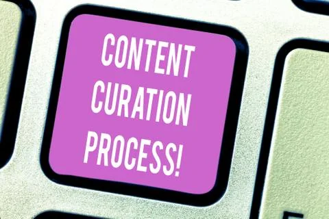 Handwriting text Content Curation Process. Concept meaning Gathering information Foto stock