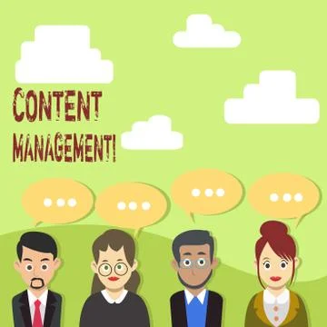 Handwriting text Content Management. Concept meaning programs used to create and Stock Illustration