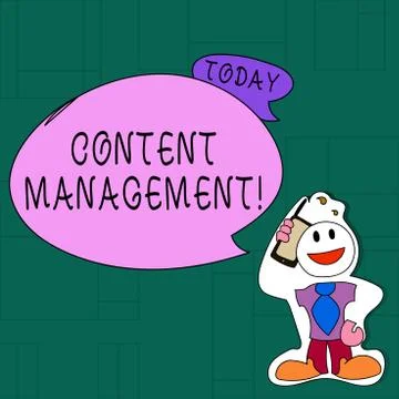 Handwriting text Content Management. Concept meaning programs used to create and Stock Illustration