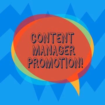 Handwriting text Content Manager Promotion. Concept meaning someone who oversees 스톡 일러스트