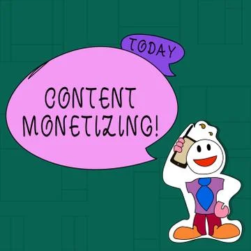 Handwriting text Content Monetizing. Concept meaning making money from content Stock Illustration