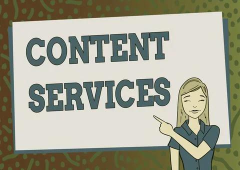 Handwriting text Content Services. Word Written on delivers the content on Illustrazione stock