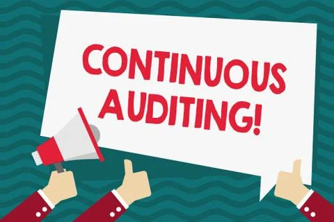 Handwriting text Continuous Auditing. Concept meaning Internal process that Stock Illustration