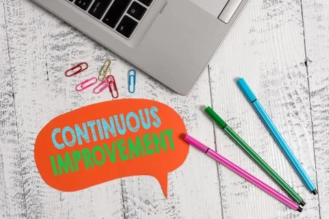 Handwriting text Continuous Improvement. Concept meaning ongoing effort to Stock Photos
