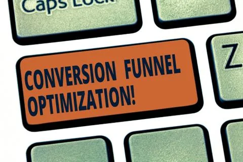 Handwriting text Conversion Funnel Optimization. Concept meaning thinking of Foto stock