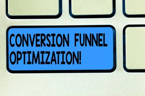 Handwriting text Conversion Funnel Optimization. Concept meaning thinking of Foto stock