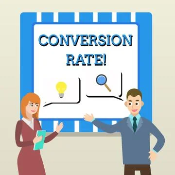 Handwriting text Conversion Rate. Concept meaning number of visitors to a 스톡 일러스트