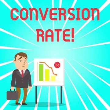 Handwriting text Conversion Rate. Concept meaning number of visitors to a 스톡 일러스트