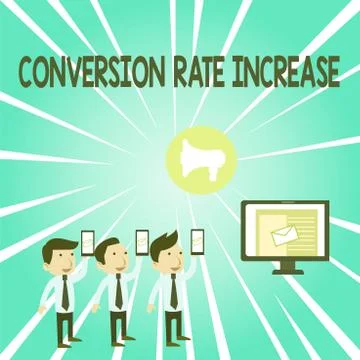 Handwriting text Conversion Rate Increase. Concept meaning Ratio of Total Stock Illustration