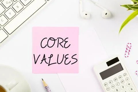Handwriting text Core Values. Business concept belief person or organization Stockfoto's