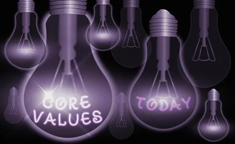Handwriting text Core Values. Concept meaning principles which guide and Stock-Illustration