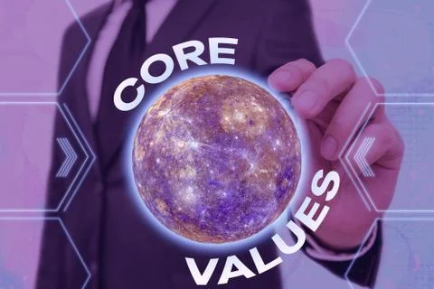 Handwriting text Core Values. Concept meaning principles which guide and Stock Photos