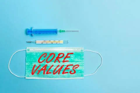 Handwriting text Core Values. Concept meaning belief an individual or Foto stock