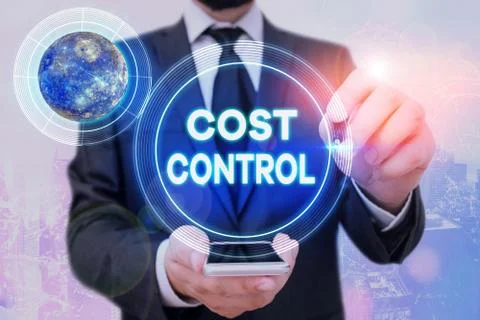 Handwriting text Cost Control. Concept meaning practice of identifying and Stock Photos