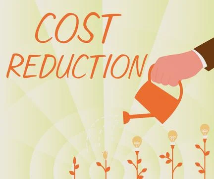 Handwriting text Cost Reduction. Internet Concept process of finding and Illustrazione stock