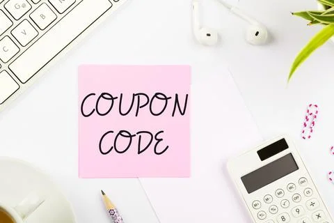 Handwriting text Coupon Code. Word Written on ticket or document that can be Stock-Fotos