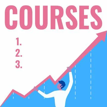 Handwriting text Courses. Internet Concept Route Direction followed Classes Land Stock Illustration