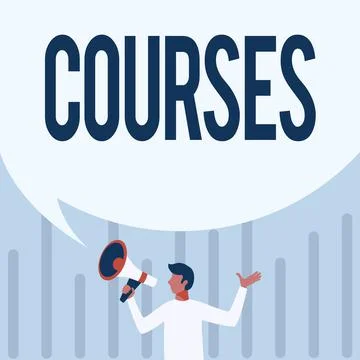 Handwriting text Courses. Internet Concept Route Direction followed Classes Land Stock Illustration