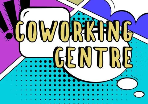 Handwriting text Coworking Centreshared workplace often office and independent Illustrazione stock